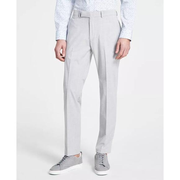 Kenneth Cole Reaction Men's Silver Gray Casual Slim-Fit Suit Pants Size 37W 32L